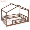 thumbnail image 3 of Jopath Full Size Floor Bed, Wood Bed with Slatted Base House Bed Frame with Fence for Kids Teens Girls Boys Walnut, 3 of 8