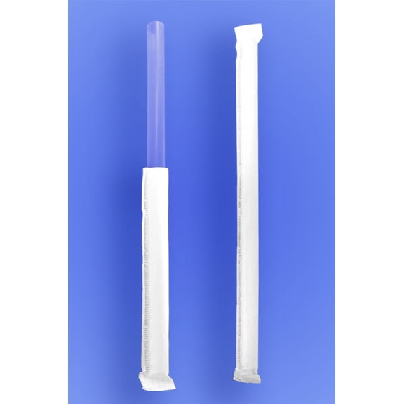 7-3/4" Plastic Straw Jumbo Paper-Wrapped Clear 9600/Case