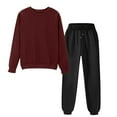 thumbnail image 4 of LEWKW Women's 2 Piece Sweatsuit Set Casual Long Sleeve Crewneck Pullover Sweatshirt And High Waist Jogger Pants Matching Sets Comfy Activewear Lounge Tracksuits, 4 of 5