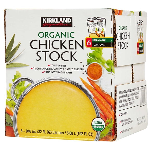 Kirkland Signature Organic Chicken Stock, 32 fl oz, 6-count