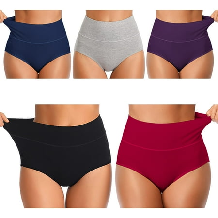 

Womens Underwear Cotton High Waist Stretch Underwear for Women Full Coverage Soft Comfortable Briefs Panty XS/S 5 Pack