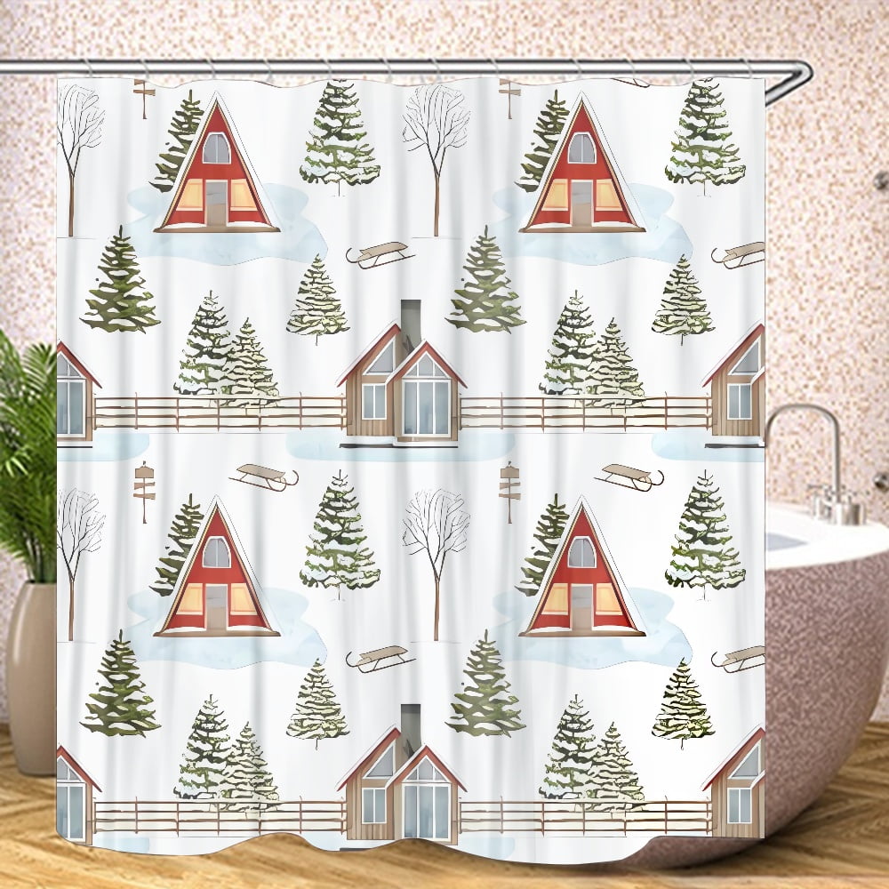 FUNOA Shower Curtain Tree Pattern Polyester Fashion Bathroom Shower