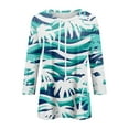thumbnail image 3 of Womens Hawaiian Tops 3/4 Sleeve Casual 2024 Summer Floral Tropical Graphic T-Shirt Crewneck Vacation Tee Shirts Loose Pullover Beach Blouse, 3 of 5