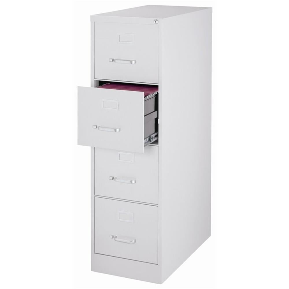 Home Square 4 Drawer Vertical Wood Filing Cabinet Set in Light Gray (Set of 2)