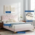 thumbnail image 2 of Platform Bed Frame, Tufted, Rivet Nailhead, Twin, Pink, Velvet, Bedroom, Modern Contemporary Boutique HB35325, 2 of 15