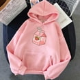 thumbnail image 2 of IROINNID Women's Long Sleeve Hoodie Mid-Length Print Comfy Cute Strawberry Full-Sleeve Tops Pocket Sweatshirts, Pink, 2 of 3