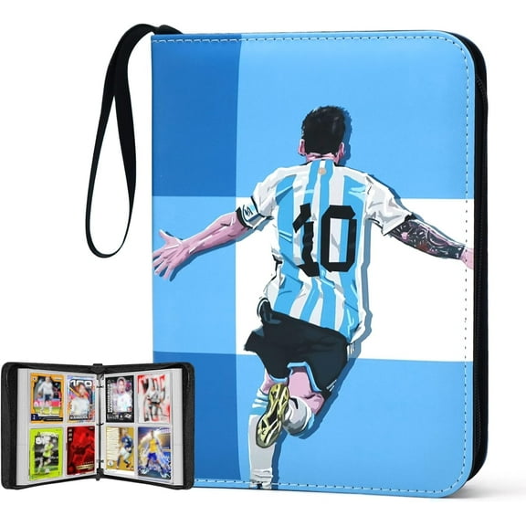 4 Pocket Football Card Binder, 400 Pocket Trading Card Binder, Birthday Gifts for Sport Fans and Collectors, Blue