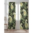 thumbnail image 2 of Black Yellow Bandanna Sheer Curtains 2 Panels Set Ethnic Indian Style Retro Country Lihgt Filtering Rod Pocket Voile Drape, Semi Sheer Window Curtains for Bedroom Living Room, 52"x108", 2 of 5