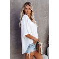 thumbnail image 4 of Women's White Waffle Knit Drop Shoulder Loose Top, 4 of 14
