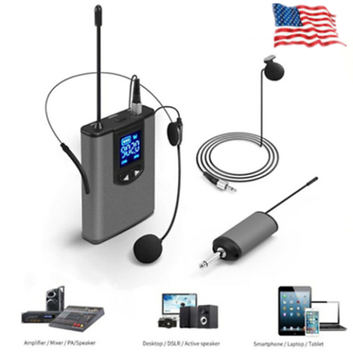 UHF Wireless Microphone Lavalier Lapel Mic Mini Receiver Transmitter