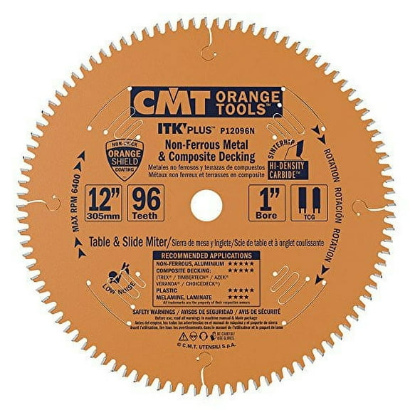 CMT P12096N 1" Bore ITK Plus Non-Ferrous Metal, 12" x 96 Teeth