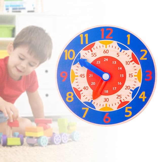 Wooden Clock Educational Toy, Improve Observation Cognitive Learning Clock Toy Intellectual Development for Home Play for Kids Blue Clock