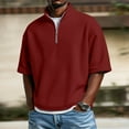 thumbnail image 2 of Cheytotty Waffle Henley Shirts For Men Short Sleeve Comfy Blouse Workout Golf Tops Wine Xl, 2 of 8