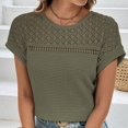thumbnail image 2 of Tfken Summer T-Shirts For Women Solid Color Crew Neck Short Sleeve Tops Breathable Daily Wear Female Soft Shirts Green, 2 of 6
