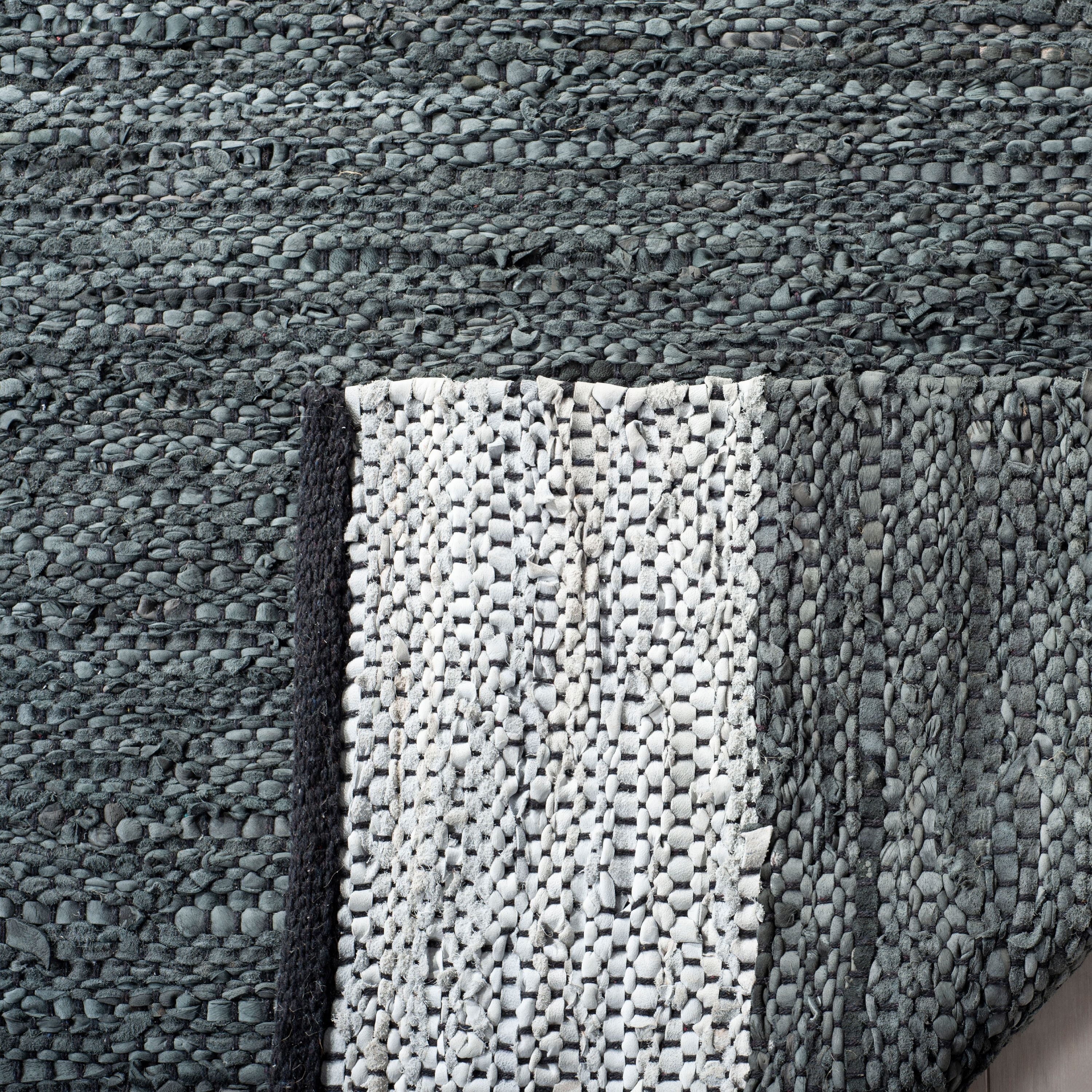 SAFAVIEH Vintage Leather Ayleen Braided Striped Runner Rug, Grey/Silver, 2'3" x 9'