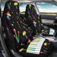 thumbnail image 3 of POLERO Rainbow Mushroom Music Front Automobile Seat Cover, Set of 2 Polyester Stretchy Seat Protector for Car Interior Accessories, 3 of 12