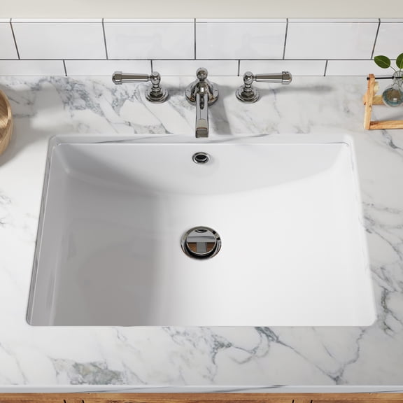 Undermount/Countertop Bathroom Sink, White Sink Undermount/Countertop Bathroom Sink, Porcelain Ceramic Lavatory Bathroom Vanity Sink with Overflow