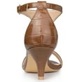 thumbnail image 4 of Sandalias de tacón bajo con correa en T para mujer marrón 41, 4 of 6