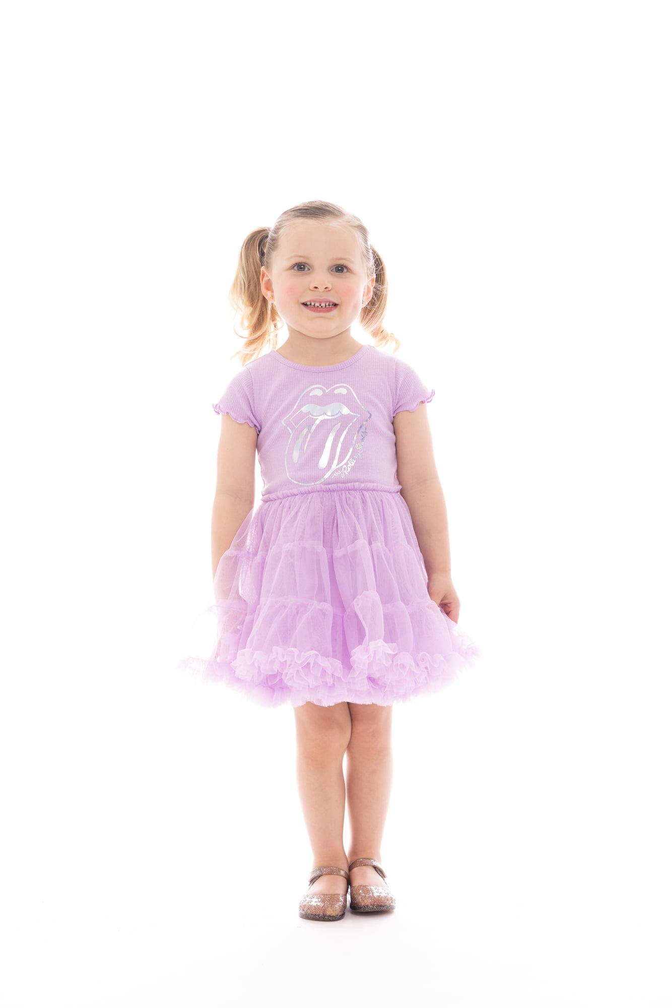 Rolling Stones Toddler Girl Iridescent Graphic Tiered Tutu Dress, Sizes 12M- 5T