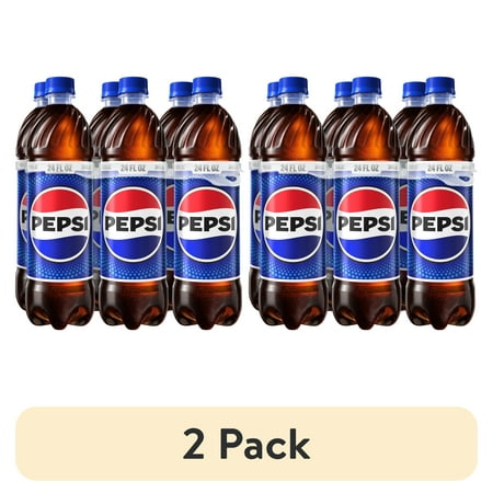 (2 pack) Pepsi Cola Soda Pop, 24 oz, 6 Count Bottles