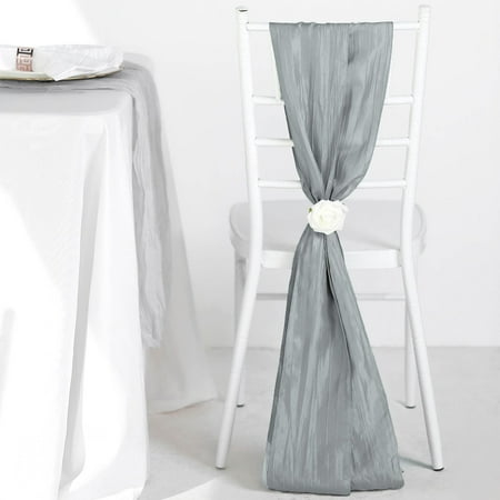 

5 Pack | Accordion Crinkle Taffeta Silver Chair Sashes - 6 x106