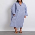 thumbnail image 3 of Robe Chemise pour Femmes à Manches Longues et Col Rabattu à Rayures, 3 of 9