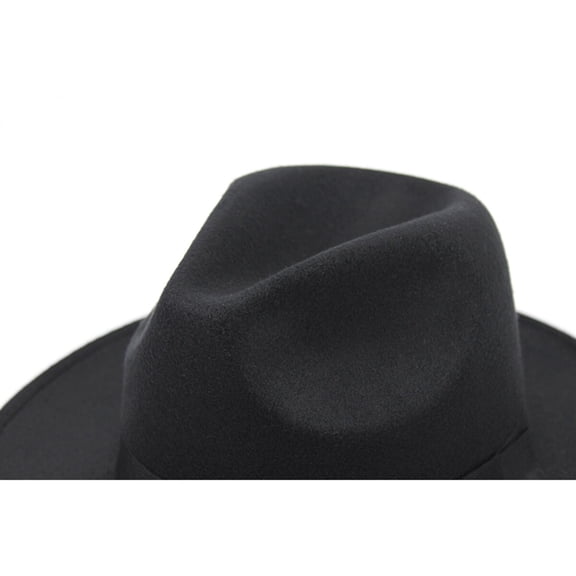 WRITWAA Black Gentleman Hat Wide Brim Jazz Hat Unisex Felt Cap with Satin Bowknot