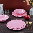 thumbnail image 3 of Pink Dishes Melamine Dinnerware Sets, 18 Piece Kitchen Plates and Bowls tableware Set, Lightweight, Beaded Serving Dishes for Girls, Valentine's Day, Mother's Day. Service for 6, 3 of 5