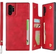thumbnail image 2 of Galaxy Note 10 Plus Luxury PU Leather Case,Credit Card Holder,Cash Slots,Stand Function Soft TPU Back Wallet Case Flip Wrist Strap Multi-Function Case for Samsung Galaxy Note 10+ 6.8",Red, 2 of 16