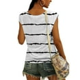 thumbnail image 3 of Wycnly Summer Tank Tops Striped Print V-Neck Sleeveless T Shirts for Women Ladies Fashion Lightweight Comfy Loose Vest Blouses White xxl Under $5, 3 of 5