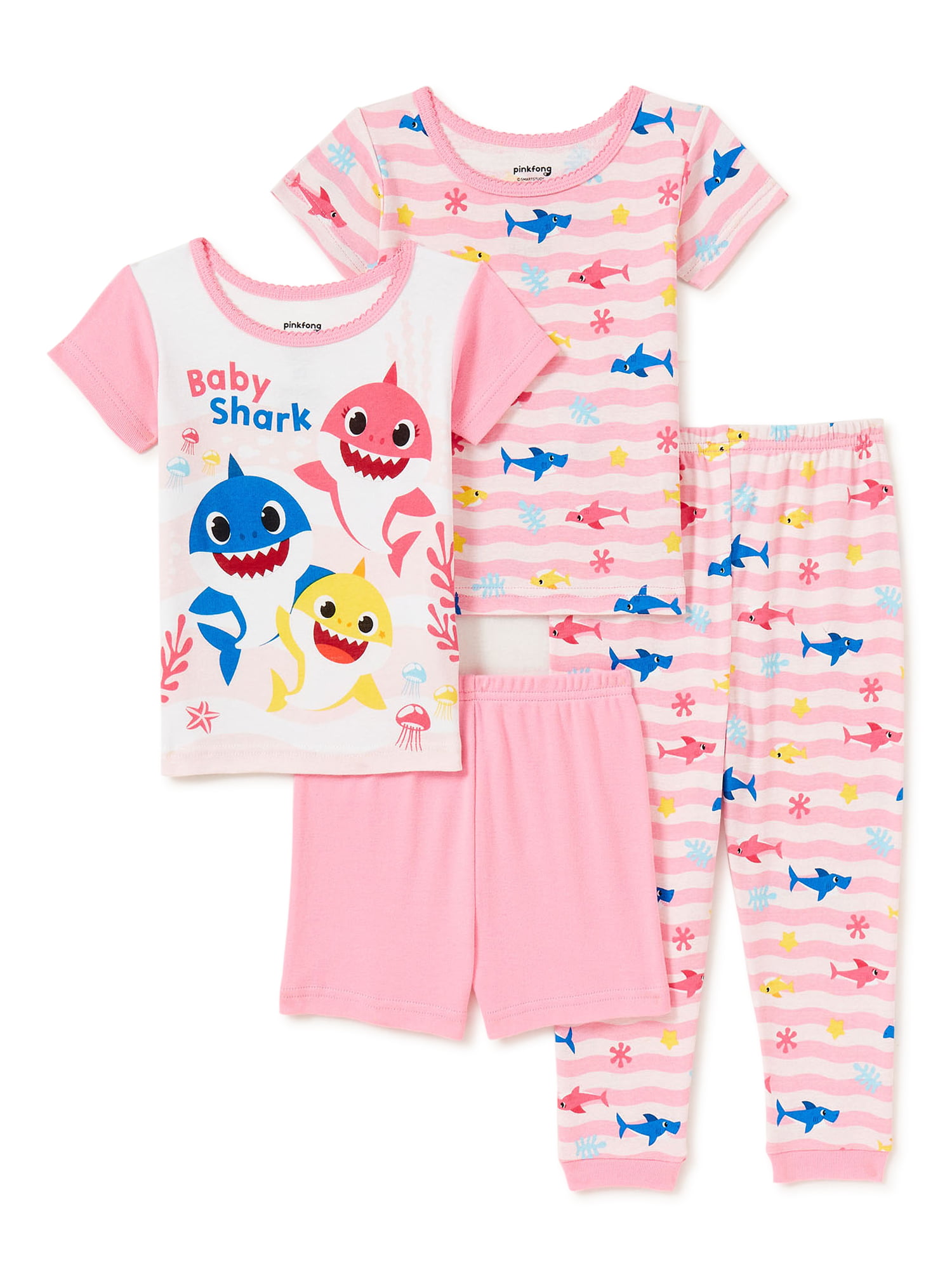 Aiwvia Toddler Girls Baby Shark Short Sleeve Nightgown Sleepwear Nightie Princess Casual Dresses 18M-6Y 