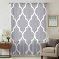 thumbnail image 2 of Moroccan Grey Semi Sheer Curtains Drapes for Living Room, Bedroom, French Doors Window 72 Inches Long, Modern Abstract Geometric Minimalist Rod Pocket Chiffon Curtain Drapery Voile Draperies Panel, 2 of 8