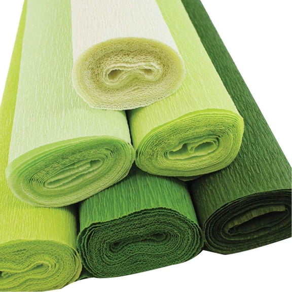Premium Italian Crepe Paper Rolls - 8ft Length/20in Width (Shades of Green)