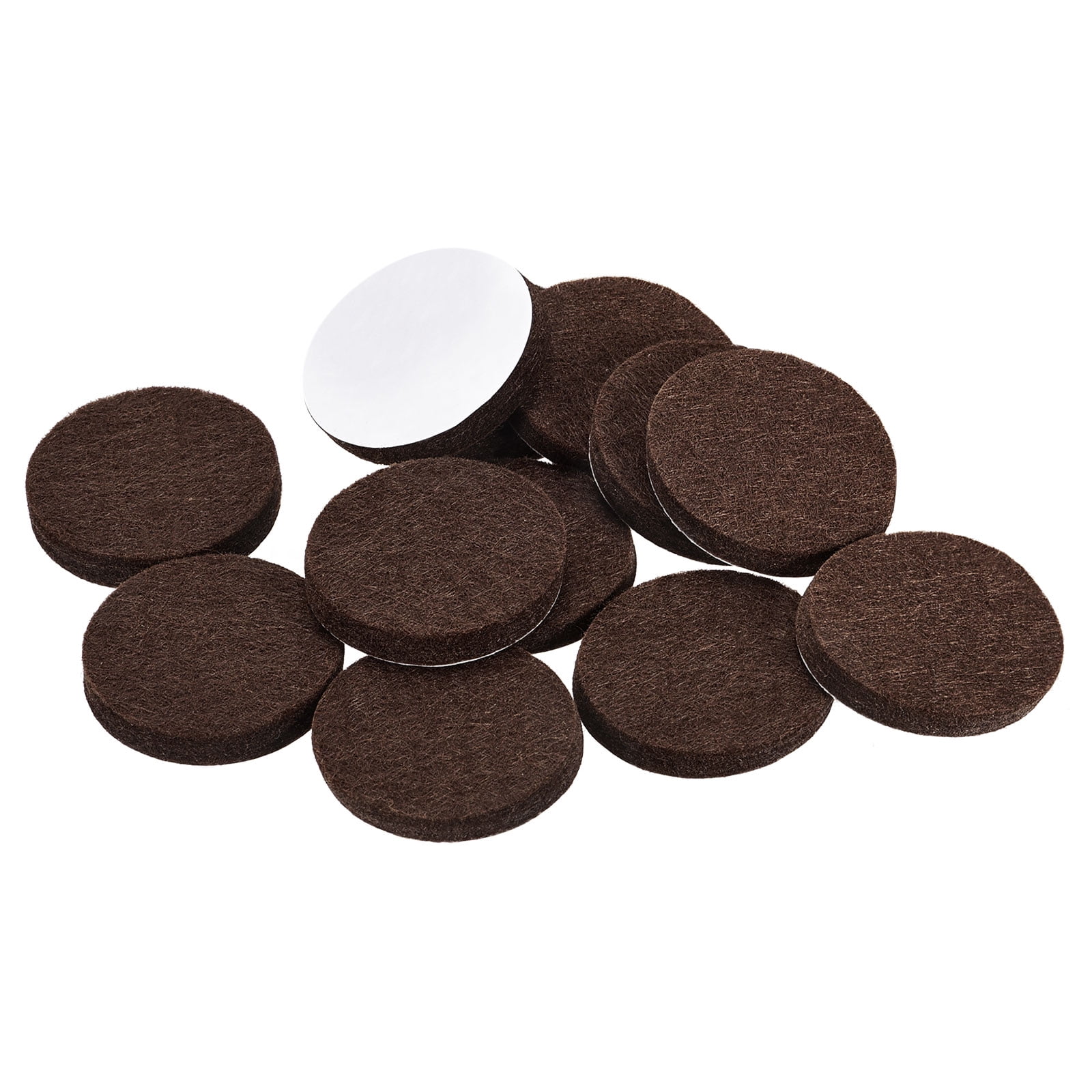 Uxcell Felt Furniture Pads 32mm Dia 5mm Thick Self Adhesive Floor Protectors, Brown 12Pcs