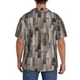 thumbnail image 5 of KLL Wooden Texture Print Men's Shirt Short Sleeve Button Down Summer Cuba Beach Shirts- XX-Large, 5 of 7