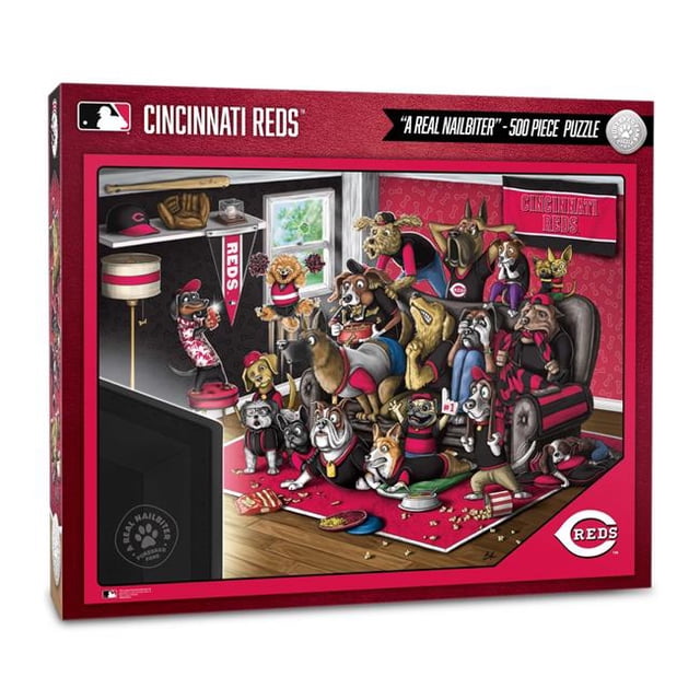 YouTheFan 2502281 18 x 24 in. MLB Cincinnati Reds Purebred Fans Puzzle, Multi Color - A Real Nailbiter - 500 Piece