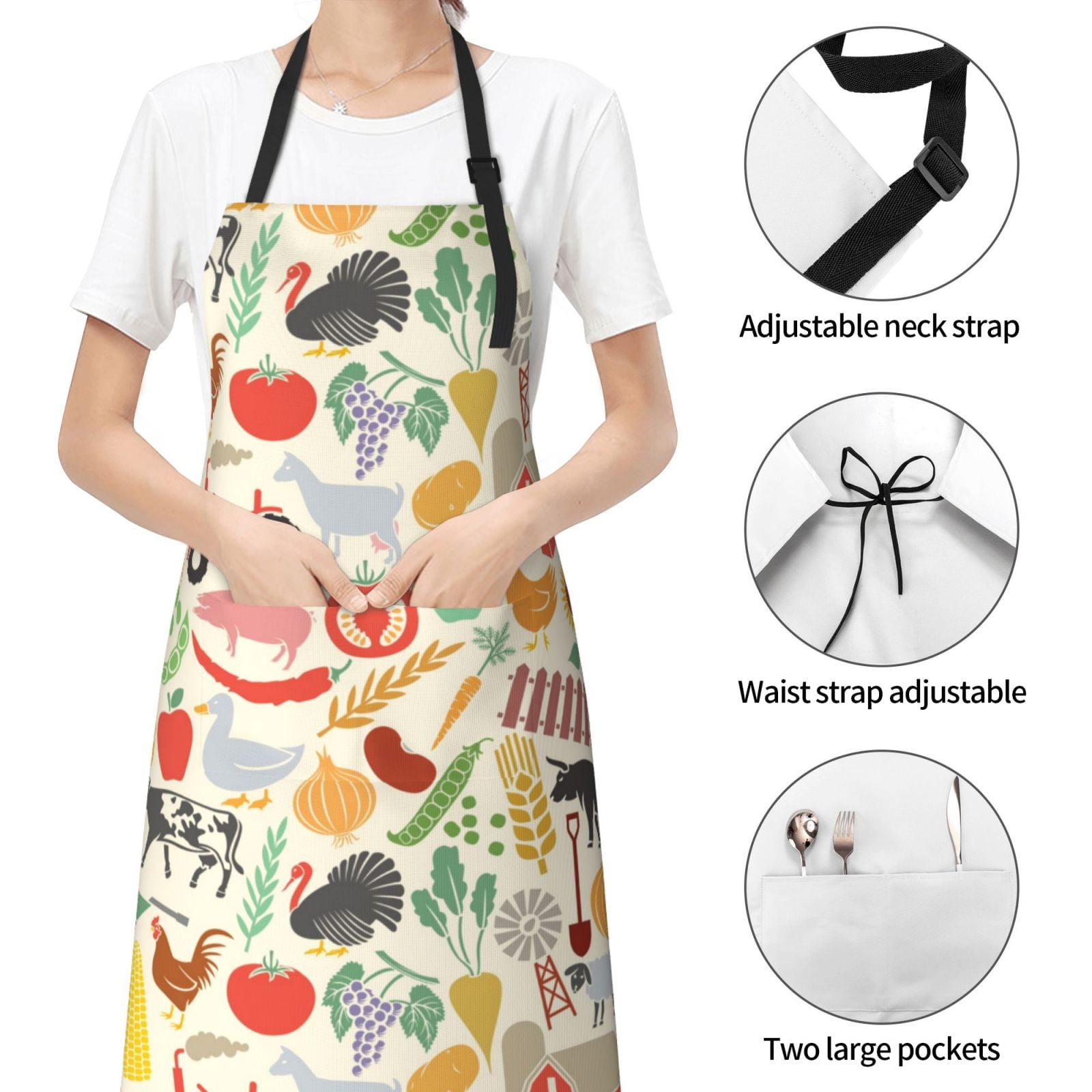 Kdxio Farm Apron with Pockets Adjustable Kitchen Aprons for Men Women Waterproof Aprons for Cooking,Drawing,Crafting, Baking Household Cleaning
