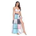 thumbnail image 2 of FORMRS Womens Long Sarong Beach Wrap Semi-Sheer Bikini Skirt Bathing Swimsuit Cover Up, Gray Checkered Pattern, 2 of 7