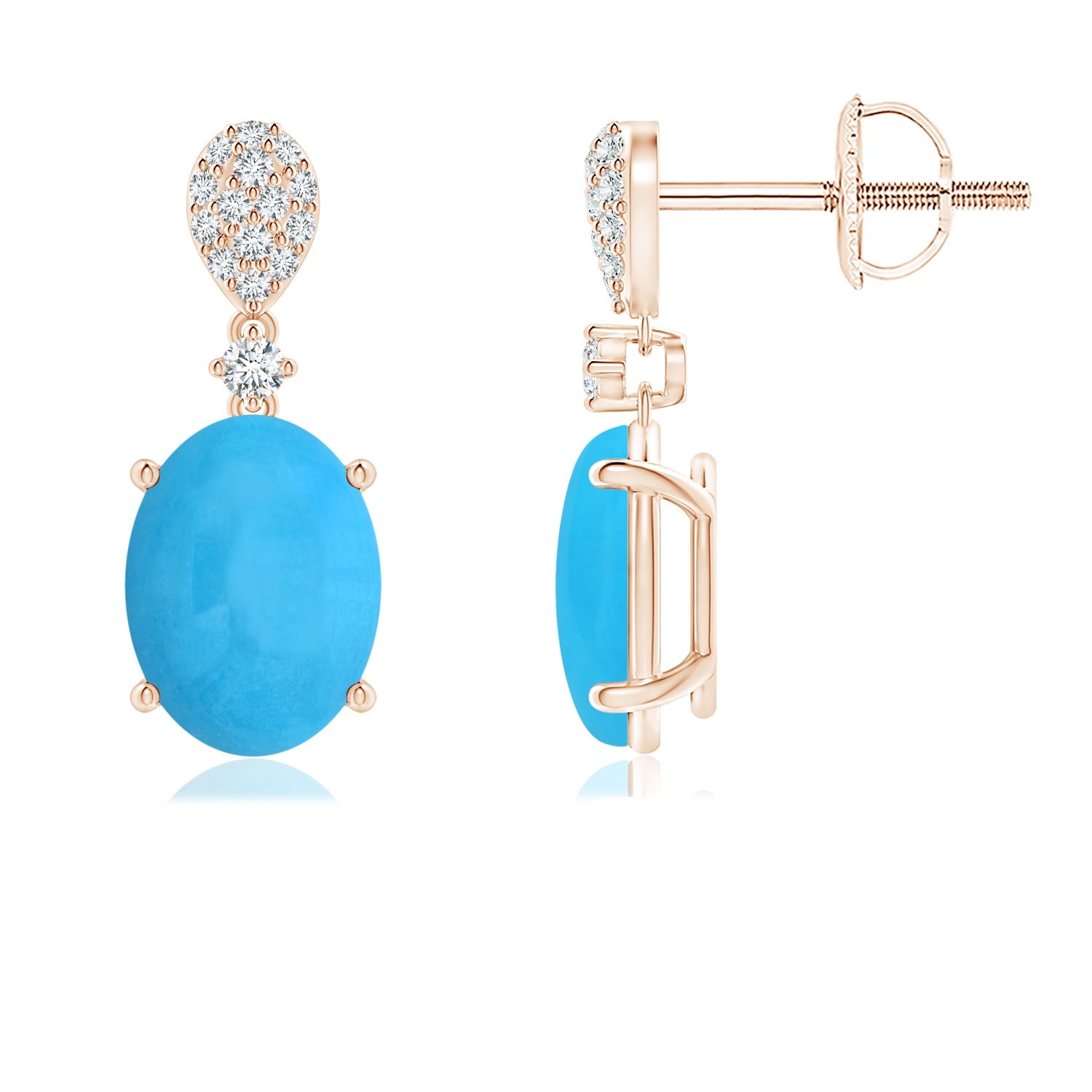 Details about   Turquoise Gemstone Anniversary Jewelry 14k Rose Gold Earrings