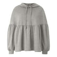 thumbnail image 4 of adviicd Womens Oversized Hoodies Sweatshirts Casual Lantern Long Sleeve Drawstring Peplum Hem Loose Pullover Tops (Grey, S), 4 of 6