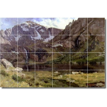 Ceramic Tile Mural-Albert Bierstadt Landscapes Painting 56. 25.5" w x 17" h using (24) 4.25 x 4.25 ceramic tiles