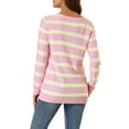 thumbnail image 5 of INSPIRE CHIC Women's Round Neck Long Sleeves Drop Shoulder Loose Striped Tunic Sweater L Pink, 5 of 9