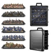 Miniature Storage Case for Collectibles Miniatures, Miniature Display Cases with 6 Trays, Large Size Miniatures Transport Case (Black)