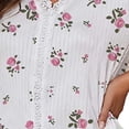 thumbnail image 5 of Enjoytime Womens Pajama Sets Summer Casual Print Lace Matching Sleepwear V-Neck Short Sleeve Shirts Shorts 2 Piece Pjs Set, 5 of 5