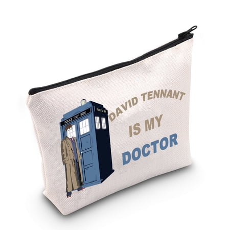Who Tardis TV Show Cosmetic Make Up Bag David Tennant Fans Gifts David Tennant Is My Doctor Makeup Zipper Pouch Bag For Women Girls