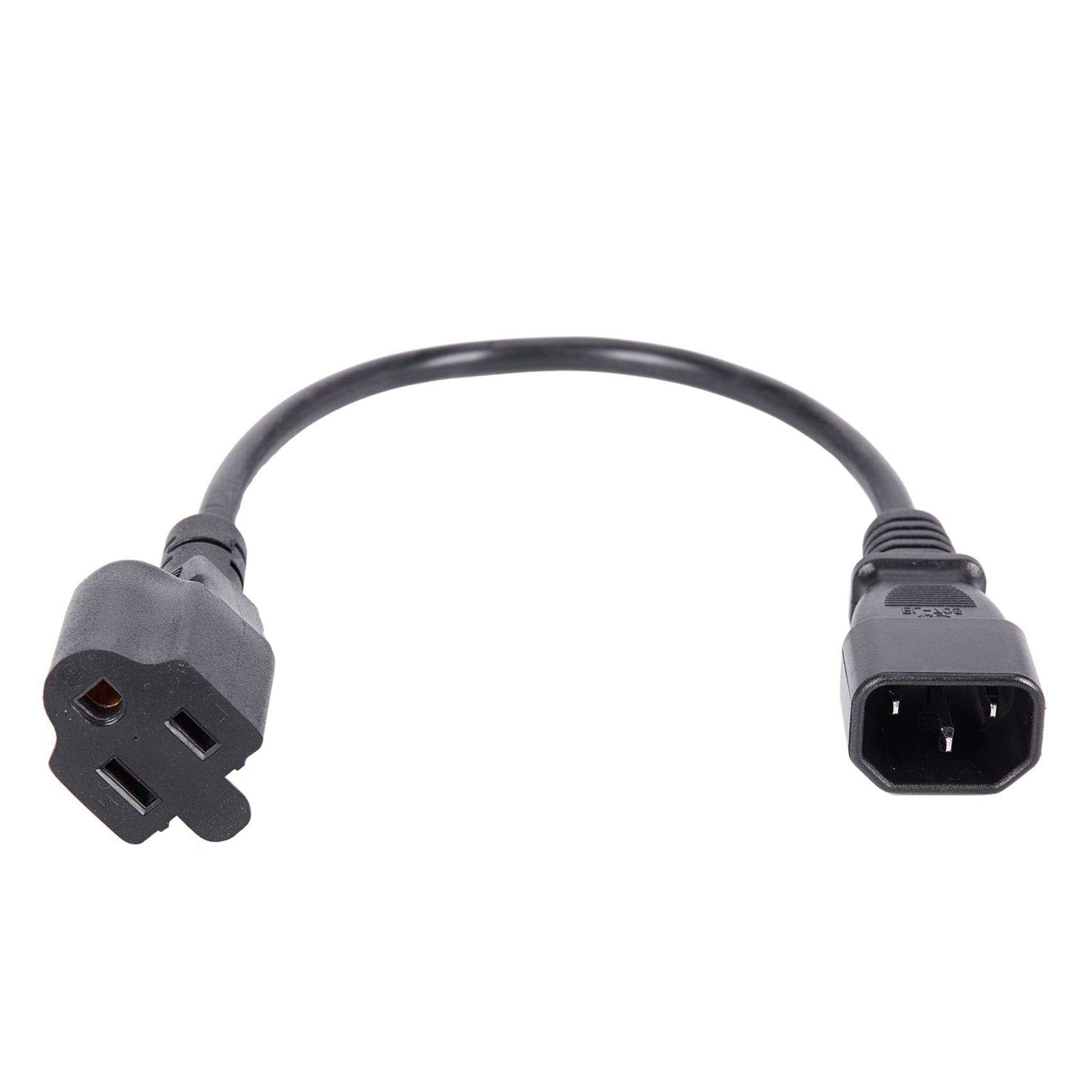 5pcs 1Ft IEC 320 C14 Male Plug to NEMA 5-15R 3 Female PC Power Adapter Cable Black,5 x PC Power Adapter Cable,Black