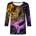 thumbnail image 3 of Tbopshirt 3/4 Sleeve Tops for Women,Mardi Gras Clothing,Women Gifts for Hers Casual Shirts Pullover Loose Tunic Tops Print Blouse,Womens Tops, 3 of 5