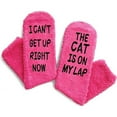 thumbnail image 4 of Onlysocks Funny Fuzzy Cat Socks, Soft Cozy Thick Winter Warm Slipper Socks for Cat Mom Dad Lovers Women Men, Cat Lover Gifts, Red, 4 of 5