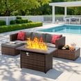 thumbnail image 4 of Noelse 11 Piece Outdoor Patio Furniture Set with Fire Pit Table, All-Weather Wicker Sectional Sofa, Ottomans, Chairs & 2 Coffee Table, Gray Cushions Included, 4 of 9