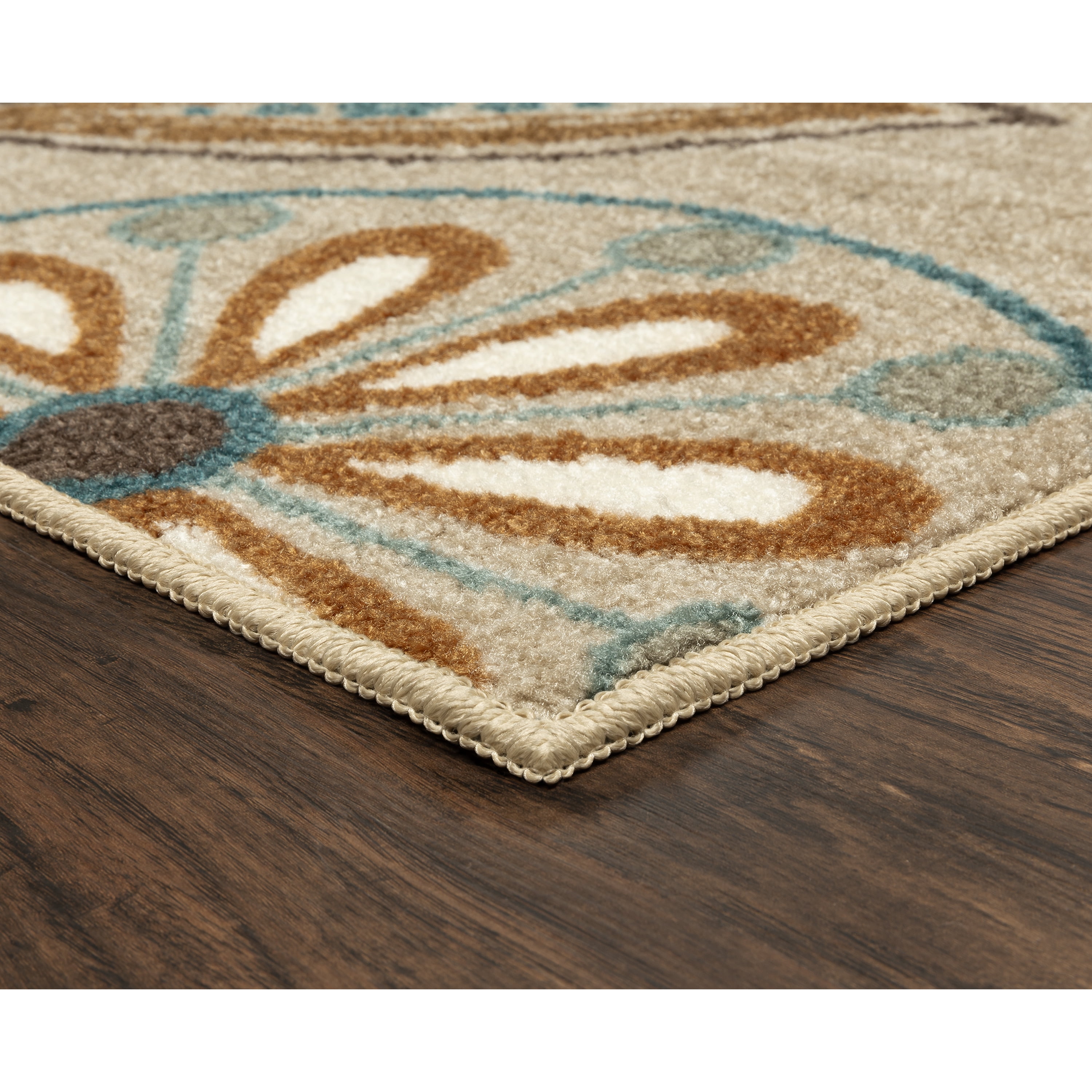 Maples Rugs Reggie Bohemian Floral Beige Washable Hallway Runner Rug, 2' x 5'